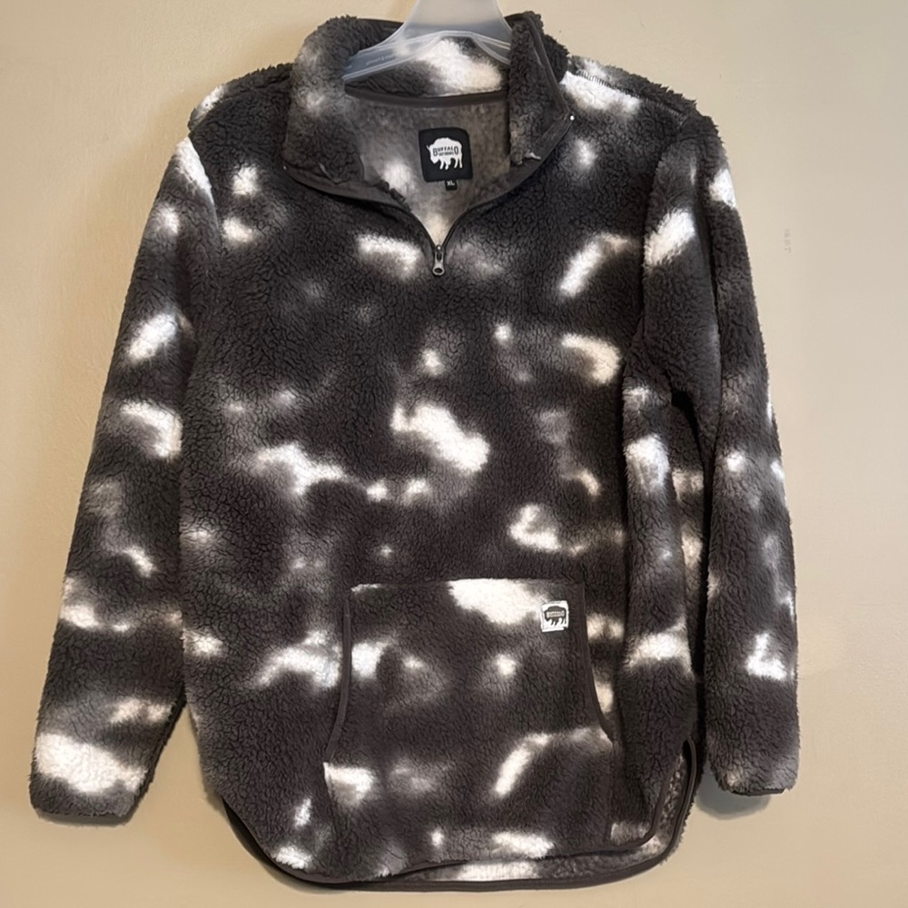 Cozy Gray and White Sherpa Pullover